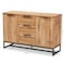 Baxton Studio Reid Oak Finished Wood and Black Metal 3-Drawer Sideboard Buffet 162-10295 - alternate 4